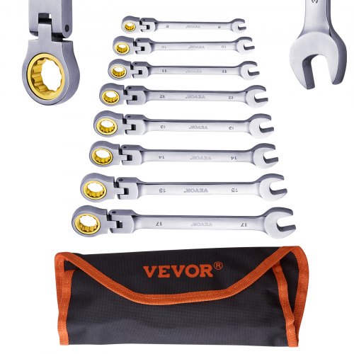 VEVOR Schlüsselsatz Ratschenschlüsselsatz 8-teilig Metrisch 8-17mm Flexhead