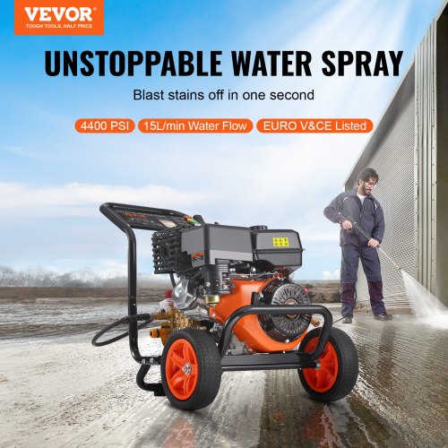 VEVOR Benzin-Hochdruckreiniger 4400PSI 15L/min 4 GPM mit 5 Düsensatz für Autos
