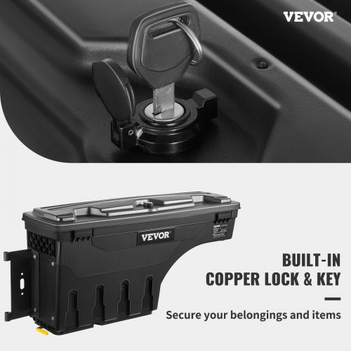 VEVOR LKW-Ladefläche Staufach, abschließbarer Deckel, wasserdicht ABS Radkasten Werkzeugkasten 25 L, kompatibel mit Chevrolet Silverado 1500 GMC Sierra 1500 2019-2021, Fahrerseite, Schwarz
