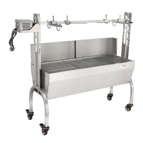 VEVOR Spanferkelgrill Lammgrill 117 cm, 60 kg Edelstahl Drehspieß 4-stufig Höhenverstellbar, 50 W 2 in 1 BBQ-Rotisserie-Grill inkl. Gewürzdose &amp; Reinigungsbürste &amp; Griff Elektrogrill mit Umlenkblech