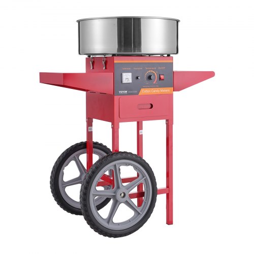VEVOR Elektrische Zuckerwattemaschine mit Wagen, 1000 W kommerzielle Zuckerwattemaschine mit Edelstahlschüssel, Zuckerschaufel &amp; Schublade, Perfekt für Zuhause, Kindergeburtstage, Familienfeiern
