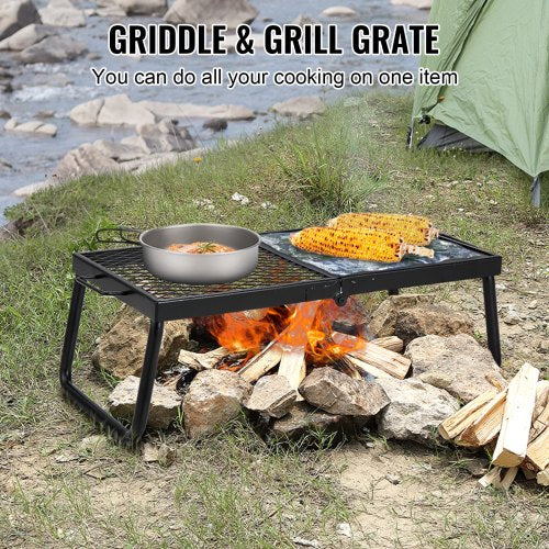 VEVOR BBQ Gills Holzkohlegrill Klappgrill Tischgrill 570 x 285 x 230 mm, 6 kg Belastbar Tragbarer Reisegrill Outdoor Campinggrill 300 ℃, Grillgitter + Grillplatte für Gartenpartys, Picknick, Terasse