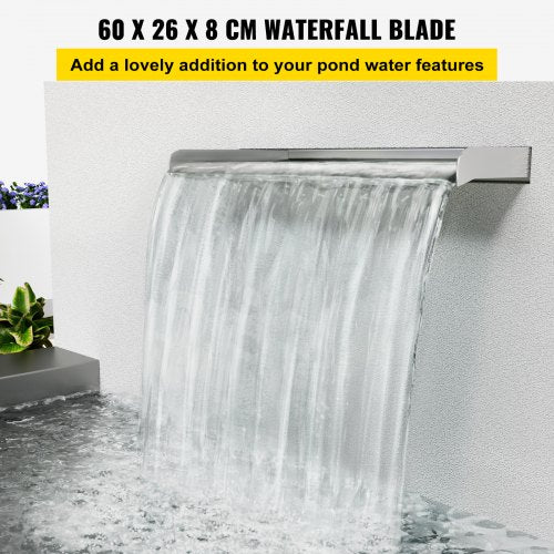 VEVOR Schwallduschen Wasserfall Pool aus Edelstahl Wasserfall Fontäne 60x26x8cm Schwallbrause 30mm Anschluss Schwalldusche Kompatibel