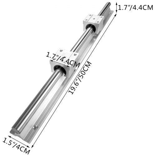 VEVOR Linearführung Linearschiene 500 mm SBR16 mit 4 Stück SBR16UU Führungswagen Kugelumlaufspindel Linearfuehrunge für 3D-Drucker