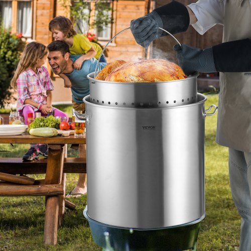 VEVOR Suppentopf Kochtopf Soßentopf 94,6L Edelstahl Kochen Soßen Korbdeckel