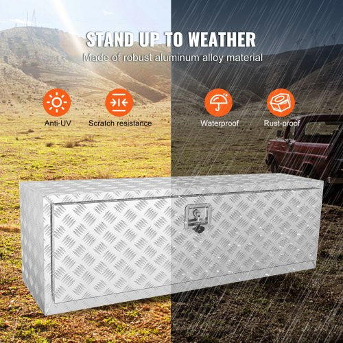 VEVOR Unterboden-Lkw-Box, 1219 x 430 x 460 mm Pickup-Aufbewahrungsbox, Aluminium-Werkzeugkasten mit Schloss &amp; Schlüsseln, Wasserdichte Anhänger-Werkzeugkiste für Lkw, Transporter, Anhänger usw.