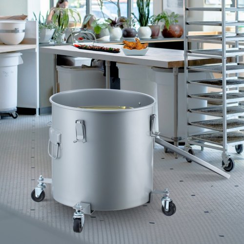 VEVOR Fritteusen-Fetteimer, 30 L Ölentsorgungsbehälter mit Rollensockel, Kohlenstoffstahl mit Rostfreier Beschichtung, Öltransportbehälter mit Deckel, Verschlussklammern