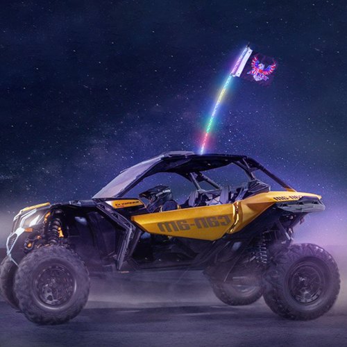 VEVOR 1 Stück 4 Fuß Peitschenlicht, APP- und RF-Fernbedienung, LED-Peitschenlicht, Wasserdichte 360°-Spiral-RGB-Peitschen mit Beleuchtung &amp; 2 Flaggen, für UTVs, ATVs, Motorräder, RZR, Can-Am