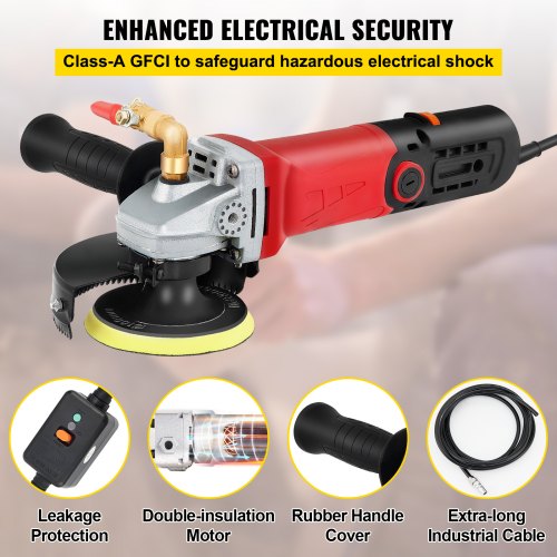 VEVOR Nasspolierer, 860 W / 220 V 4 Zoll NassPoliermaschine mit variabler Geschwindigkeit &amp; Granit-Diamantpolierkissen Betonpoliermaschine Steinpoliermaschine für Granit / Marmor / Beton / Stein