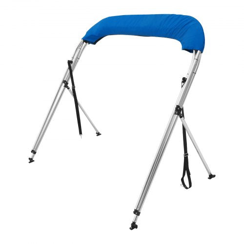 VEVOR 3-Bogen-Bimini-Top-Bootsabdeckung, 1550-1670 mm Einbaubreite 900D-Polyester-Überdachung mit Aluminiumlegierungsrahmen, Wasserdicht  &amp; Sonnenschutz, inkl. Aufbewahrungsbox, 2 Stützstangen Blau