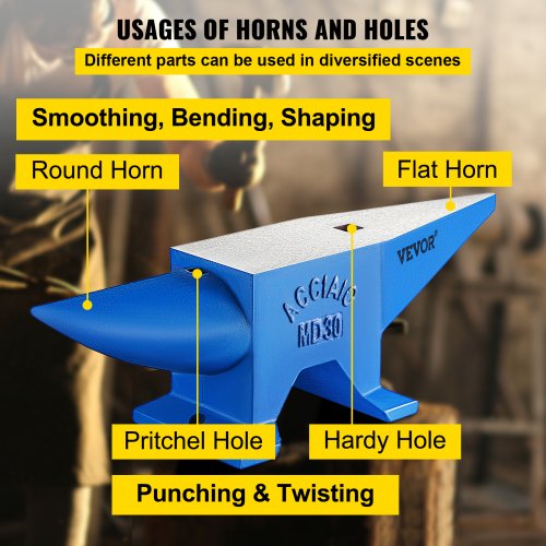 VEVOR Amboss 30 KG (66 LBS) Schmiede-Amboss für Schmiede Doppeltes Horn aus Stahl Schmiedwerkzeug robust