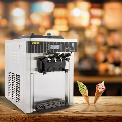 VEVOR Speiseeisbereiter Weiß Eismaschine 2200 W, 2 x 6 L Desktop Maschine Ice Cream Maker 220 V Speiseeisbereiter mit Eikegel Eierablage Edelstahl Maschine