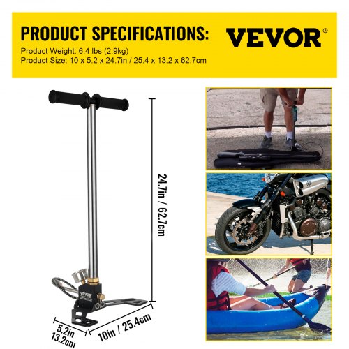 VEVOR 3-stufige Hochdruckluftpumpe 3,00 kg Dreistufige Hochdruckpumpe 4500 psi Wassergekühlte manuelle Luftpumpe Hochdruck-Fahrradpumpe Luftpumpe für