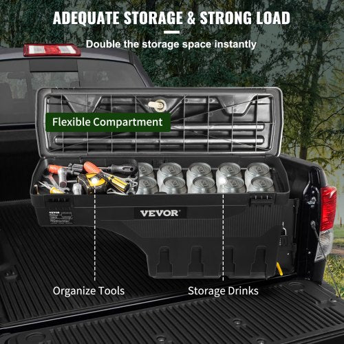 VEVOR LKW-Ladefläche Aufbewahrungsbox, abschließbarer Deckel, wasserdichte ABS-Radkasten Werkzeugkasten mit Passwort-Vorhängeschloss, kompatibel mit Tundra 2007-2021, Beifahrerseite, Schwarz