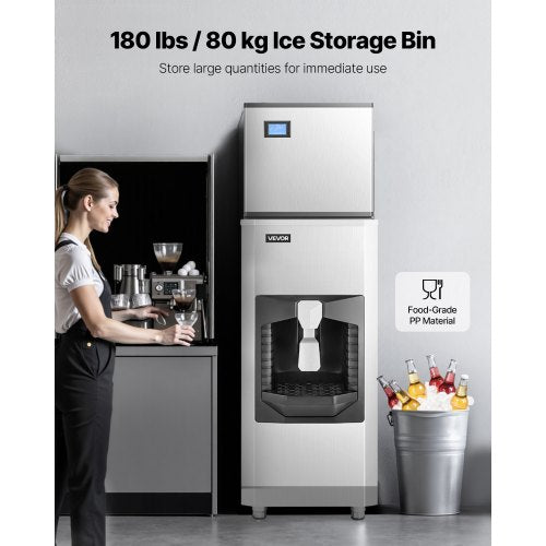 VEVOR Kommerzieller Eisbereiter 226,8kg/Tag 80kg Vorratsbehälter Automatisch