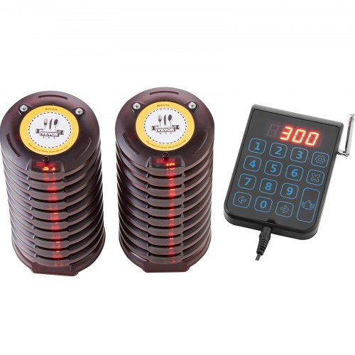 VEVOR Restaurant-Pager-System, Kabelloses Warteschlangensignal mit 500 m Reichweite, Piepser zur Rufannahme von Gästen mit Vibration und Blinken, 20 Pager für Imbisswagen, Kirche