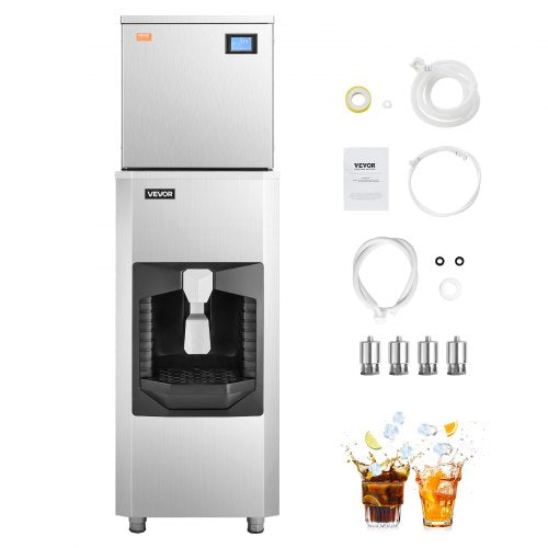 VEVOR Kommerzieller Eisbereiter 200 kg/Tag 80kg Vorratsbehälter Automatisch
