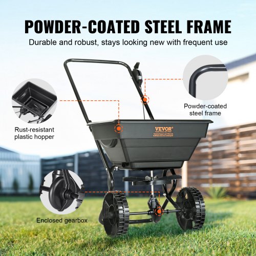 VEVOR 25LB Broadcast Spreader Walk-Behind Rasenstreuer Dünger Gartensämaschine