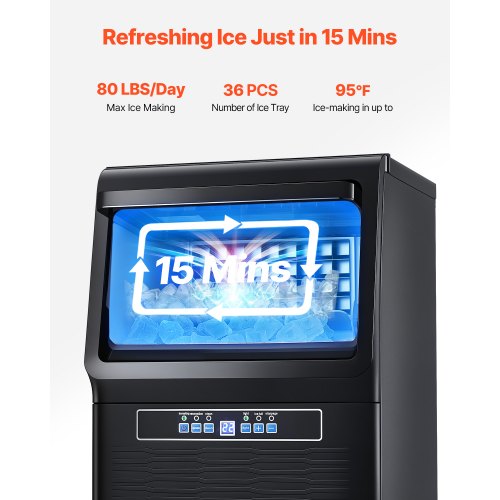 VEVOR Kommerzielle Eisbereiter Eismaschine 36,29kg/Tag LED Anzeige Restaurant