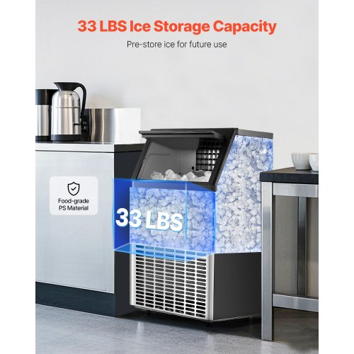 VEVOR Kommerzieller Eisbereiter Freistehende Eismaschine 58,97kg/Tag LED Anzeige