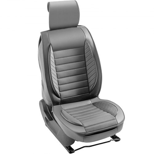VEVOR Sitzbezüge, Universal-Autositzbezüge für Vordersitze, 2-teiliger Kunstleder-Sitzbezug, halbgeschlossenes Design, abnehmbare Kopfstütze und Airbag-kompatibel, Autos, SUVs und Lkws, Grau