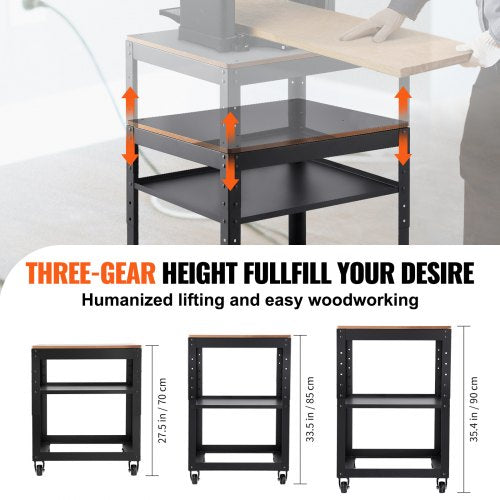 VEVOR Maschinenständer Dickenhobel 70,3×60,3×90cm Untergestell Dickenhobelmaschine Stahl &amp; MDF Max. Belastbarkeit 45kg Maschinentisch höhenverstellbar Kompitable mit meisten Hobelmaschinen Sägen