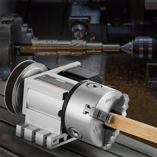 VEVOR Drehbankfutter K11–100mm Spannfutter Dreibackenfutter 4. Achse der CNC-Rotationsachse, ein Untersetzungsverhältnis von 6:1 und einen Nema23-Zweiphasen-Schrittmotor 3 Backenfutter für CNC-Fräsen