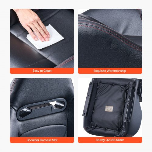 VEVOR Rennsitz Verstellbarer Rennstuhl mit PVC-Leder &amp; Q235B Schieber 2 Stk.