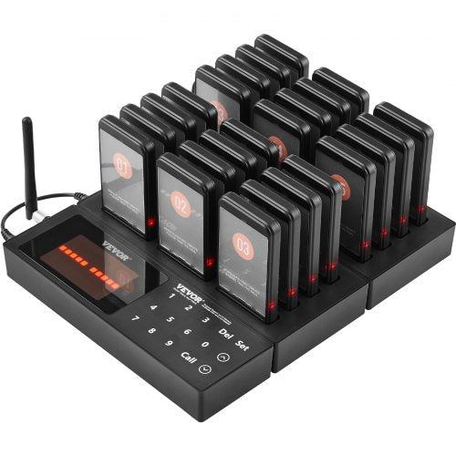 VEVOR Restaurant-Pager-System, Kabelloses Warteschlangensignal mit 400 m Reichweite, Piepser zur Rufannahme von Gästen mit Vibration und Blinken, 24 Pager für Imbisswagen, Kirche