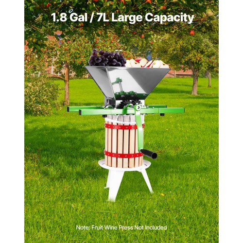 VEVOR Obstmühle Apfelmühle Apfelweinherstellung 7L Edelstahl Traubenpressen