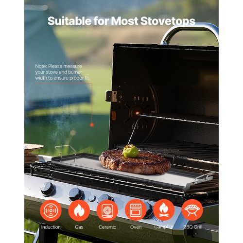 VEVOR Flache Grillplatte Grillpfanne Karbonstahl BBQ Kochgeschirr 812x310mm