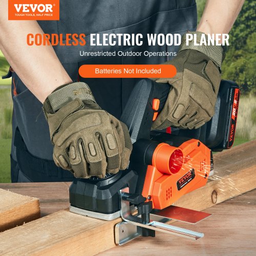 VEVOR Akku-Hobel 20V Handhobel 82mm Breite Hobelmaschine 2mm Hobeltiefe Elektrohobel 16500U/min Einhandhobel mit HSS-Klingen und doppeltem Staubauslasssystem Hobekl Handhobelmaschine