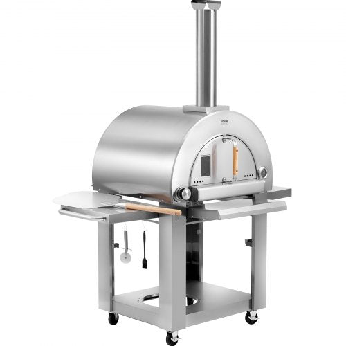 VEVOR 22" Outdoor-Pizzaofen, tragbarer Pellet-/Gasofen mit Rollen für Camping