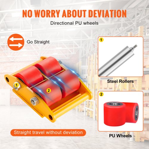 VEVOR 4x Panzerrollen 8T Transportfahrwerk 280x210x105mm Transportrollen aus Kohlenstoffstahl Industrieroller mit 4 PU-Richtungsräder Roller Ф 135x9mm Drehplatte Möbeltransporthilfe Transportroller