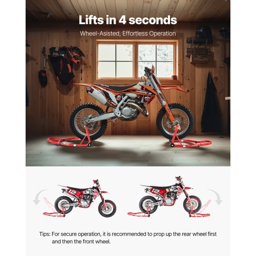 VEVOR Motorrad-Ständer vorne und hinten Spoolift Paddock-Schwinge Arm Rot 385kg