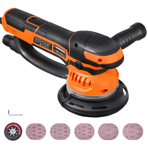 VEVOR Exzenterschleifer 6'' Dual-Action-Schleifgerät 10 Stück Schleifpapier 6 Geschwindigkeiten