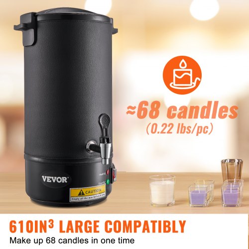 VEVOR Kerzenherstellung Kit Kommerzieller Elektrischer Wachsschmelzer 10 L, 1100 W Wachsschmelzgerät Kerzenherstellungsmaschine, DIY Kerzen Selber Machen Set inkl. Dochte, Kerzengießtopf, Löffel