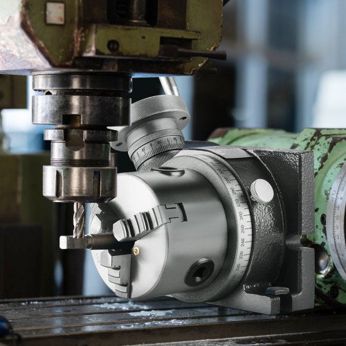 VEVOR Drehtisch für Fräsmaschinen, 4''/100 mm, horizontales vertikales Modell, Präzisionsfräsdrehtisch, mit 3,1''/80 mm 3-Backenfutter, M10-T-Bolzenmuttern, für Frästechnik-Indizierungswerkzeuge