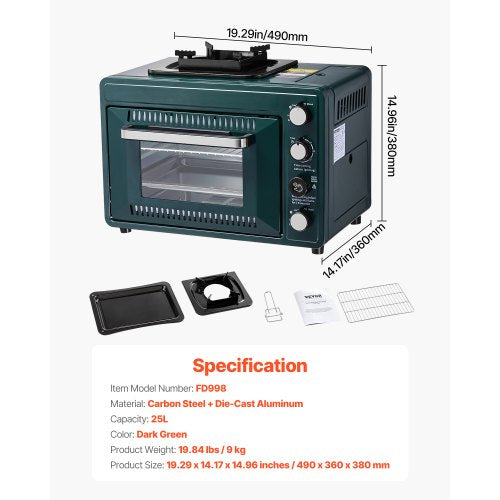 VEVOR Outdoor Ofen 2 in 1 Tragbarer Gas Camping Herd OfenEinstellbare Feuer