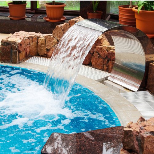 Pool-Wasserfallbrunnen, Edelstahlbrunnen, 20 cm x 40 cm, für Pool, Garten, Außenbereich