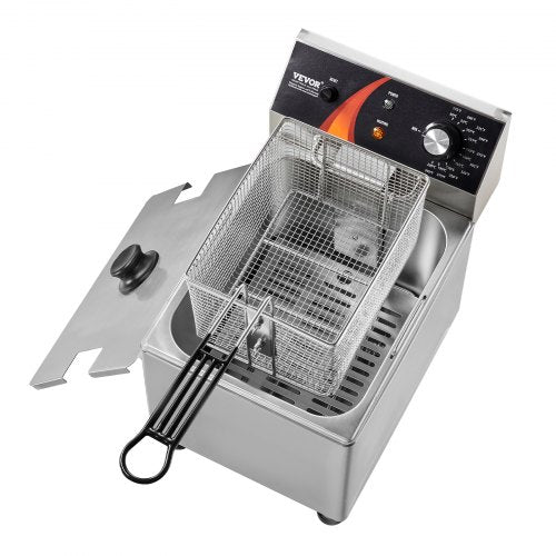 VEVOR Kommerzielle Elektrische Fritteuse 3100W 9L Edelstahl Upgrade 200°C