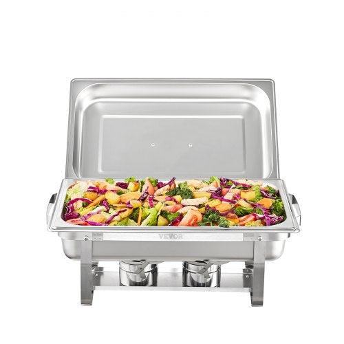 VEVOR Edelstahl Warmhaltebehälter Speisenwärmer Wärmebehälter 4x7,5L 4 Stk Chafing Dish Set