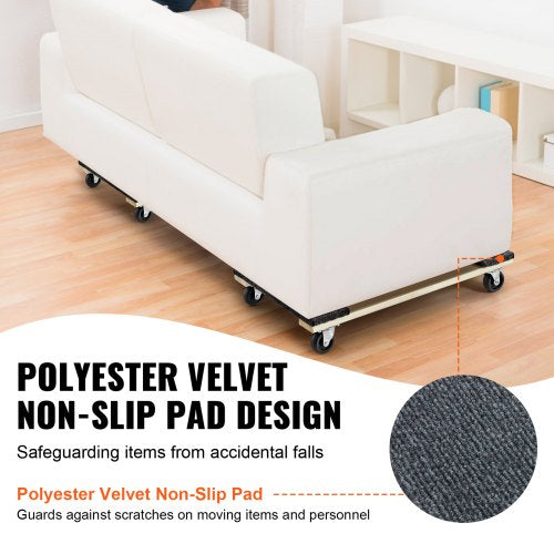 VEVOR Möbelwagen, Möbelwagen, 4 Räder, tragbare bewegliche Rollen, robust, ineinandergreifend, klein, flach, für schwere Möbel, 2 Stück, 40,6 x 27,9 cm, 227,8 kg Kapazität, schwarz