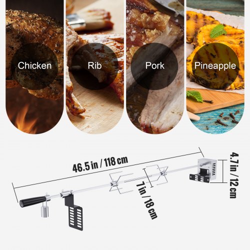 VEVOR Spanferkelgrill Lammgrill 100,6 cm, 12 kg Edelstahl Drehspieß Spießbratengrill 9 W, Lammgrill BBQ Grill Grillwagen Barbecue, Großer Spießgrill Geeignet für Putenfleisch, Schinken usw.