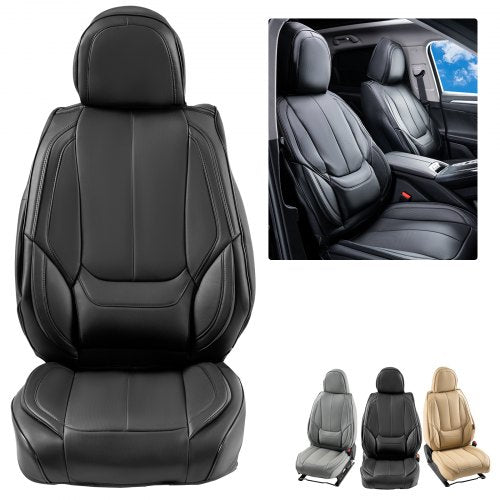 VEVOR Sitzbezüge, Universal-Autositzbezüge für Vordersitze, 6-teiliger Kunstleder-Sitzbezug, vollständig geschlossenes Design, abnehmbare Kopfstütze und Airbag-kompatibel, Autos, SUVs und Lkws