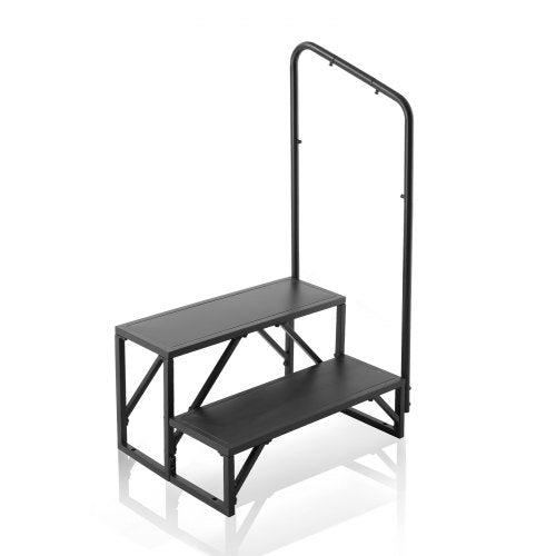 VEVOR Wohnmobil-Stufen, 2-stufige Wohnmobil-Treppe, 200 kg Tragkraft, Verdickter Kohlenstoffstahl, mit Handlauf, rutschfeste Stufen für sicheres Ein- und Aussteigen, geeignet für Wohnmobil, Anhänger