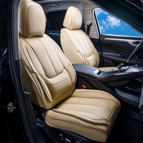 VEVOR Sitzbezüge, Universal-Autositzbezüge für Vordersitze, 6-teiliger Kunstleder-Sitzbezug, vollständig geschlossenes Design, abnehmbare Kopfstütze und Airbag-kompatibel, Autos, Lkws, SUVs
