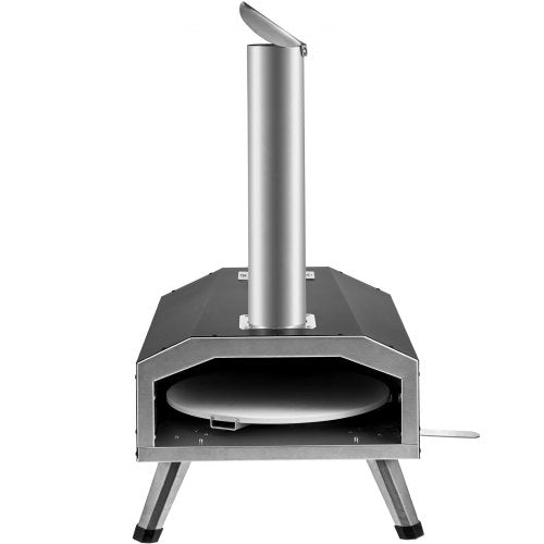 VEVOR Tragbarer Pizzaofen Outdoor 304,8 mm, Gas Holzpellets Holzkohle Pizzaofen, Edelstahl Pizzaofen, Max. 540 ℃ Holzpelletsschaufel &amp; Pizzastein &amp; Tragetasche –  Premium Pizza Holzofen für Garten