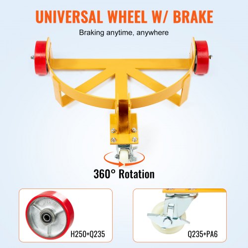 VEVOR Fassroller mit Griff Transportroller Rollbrett 250L Fass-Trolley Ø 620 mm Geeignet zum Transport von Fass bis zu einem Gewicht von 544kg Fasswagen mit 1 Universalrad &amp; 2 Richtungsräder