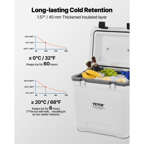 VEVOR Tragbare Kühlbox Isolierte Hartkühlbox mit Getränkehalter 38Qt
